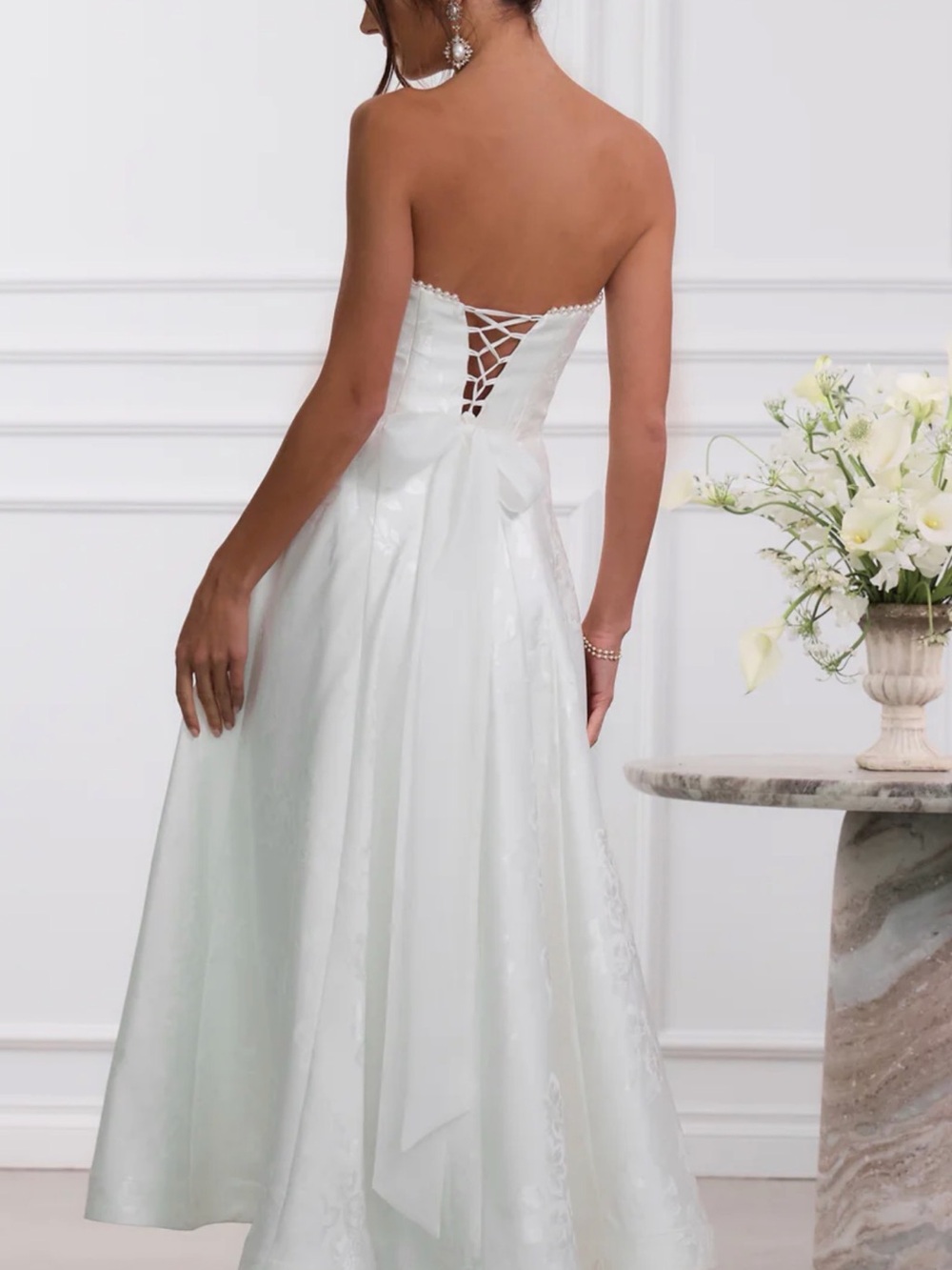 The Hazel Dress in White Baroque Floral - Picture 2 of 3